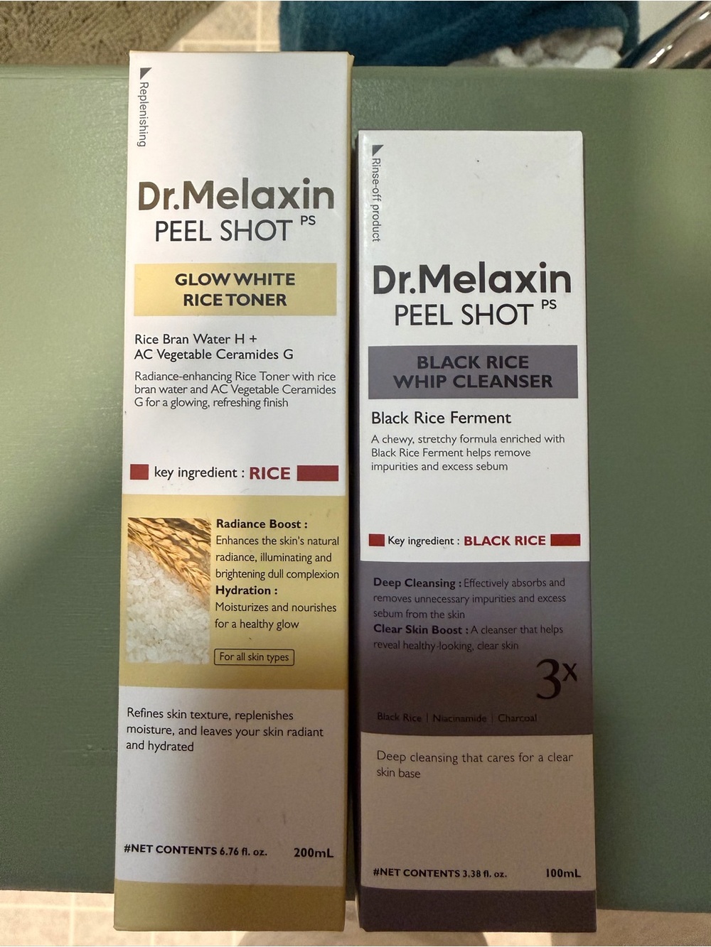 Dr.Melaxin Peel Shot Glow White Rice Toner & Black Rice Whip Cleanser